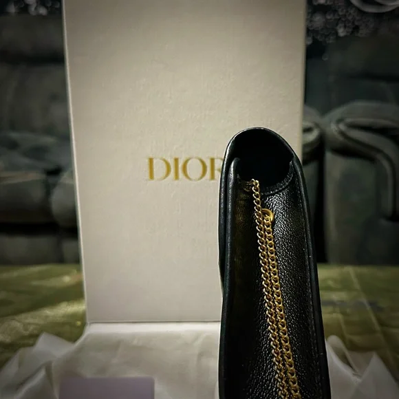 Authentic vintage Christian Dior Black Leather shoulder bag with Gold Accents - Picture 16 of 17